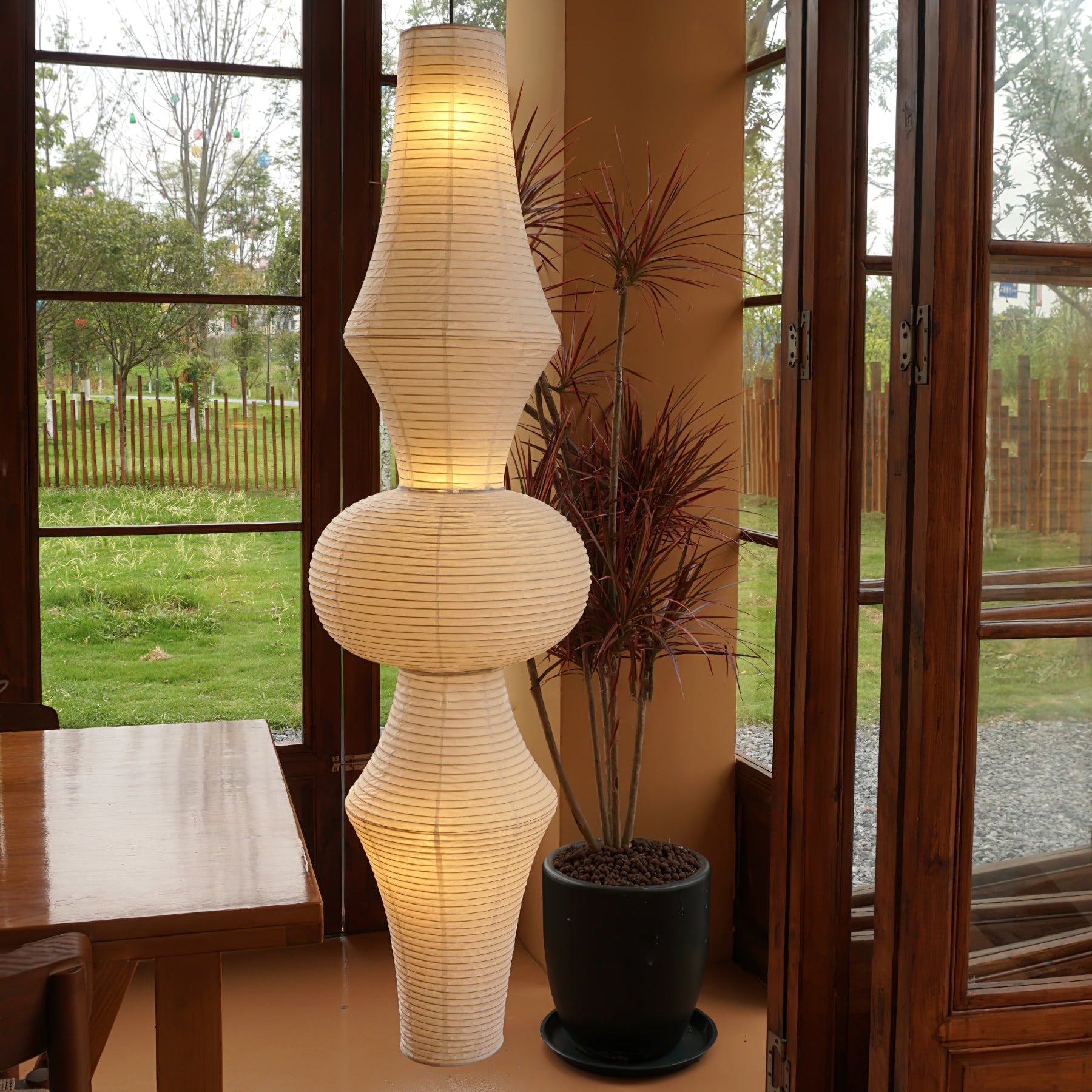 Ritta Sculptural Paper Vertical Pendant Light - Letslighting