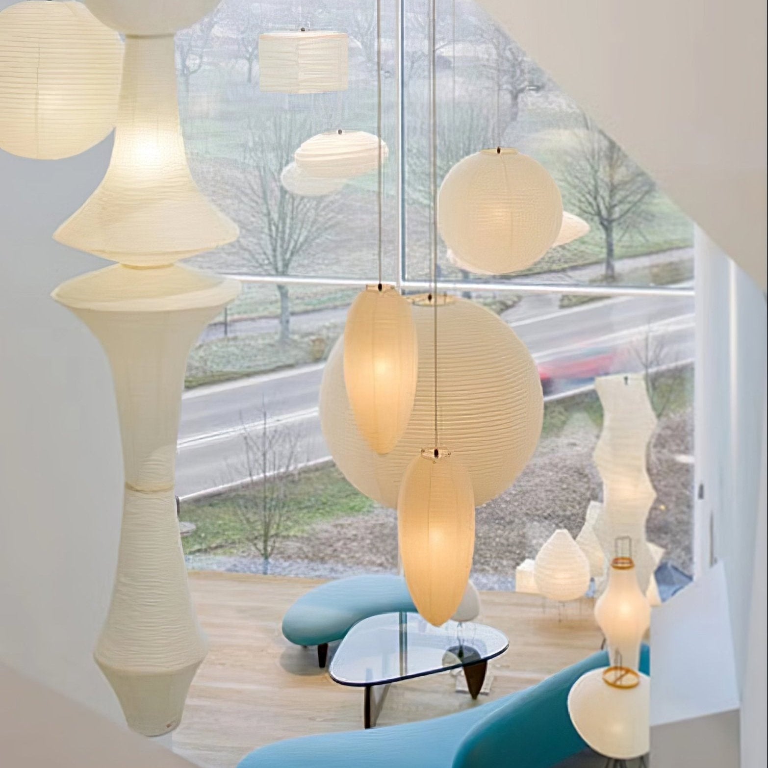 Lustra Pendant Light Washi Paper E for Living Room - Letslighting