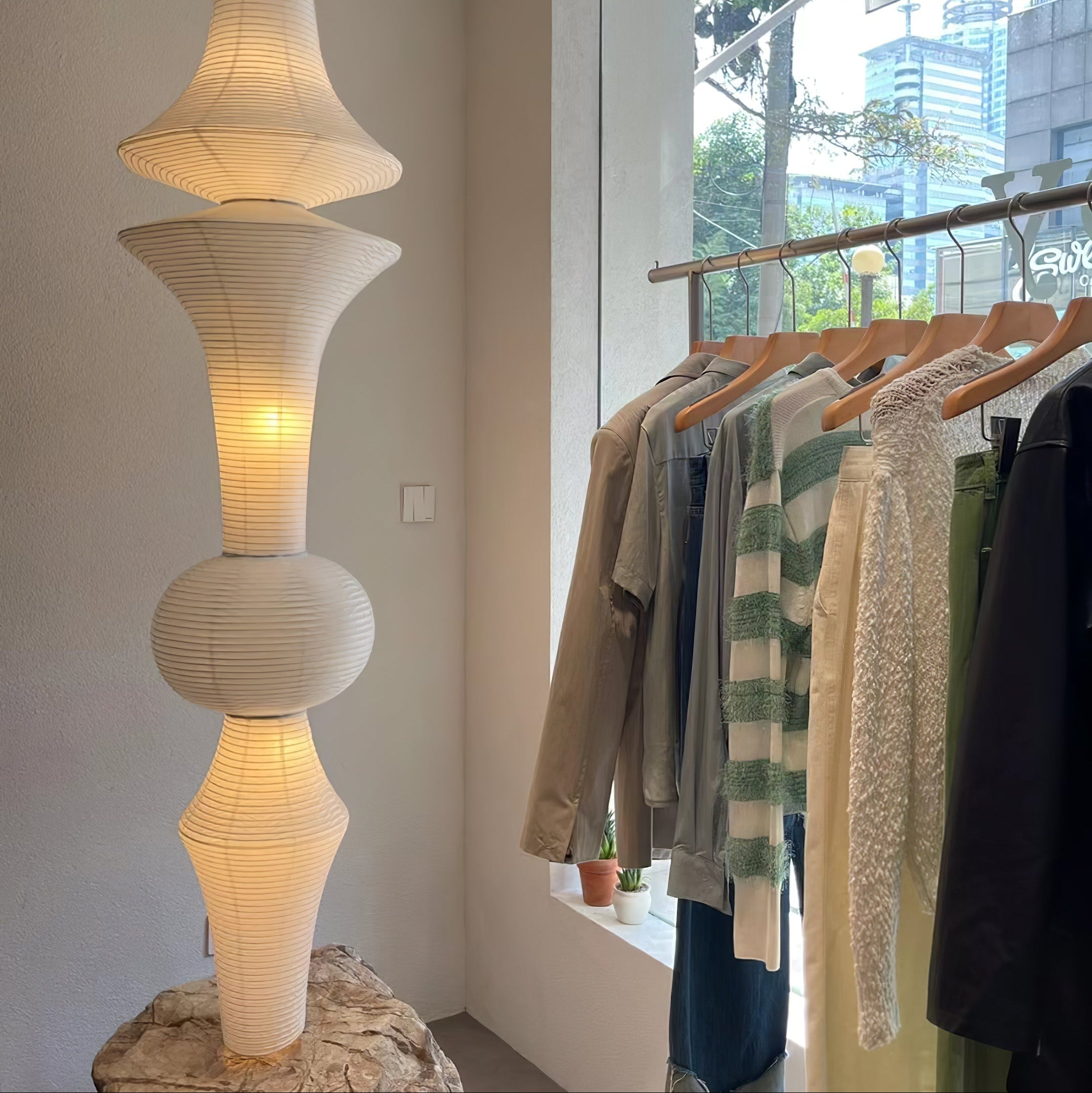 Lustra Pendant Light Washi Paper E for Living Room - Letslighting