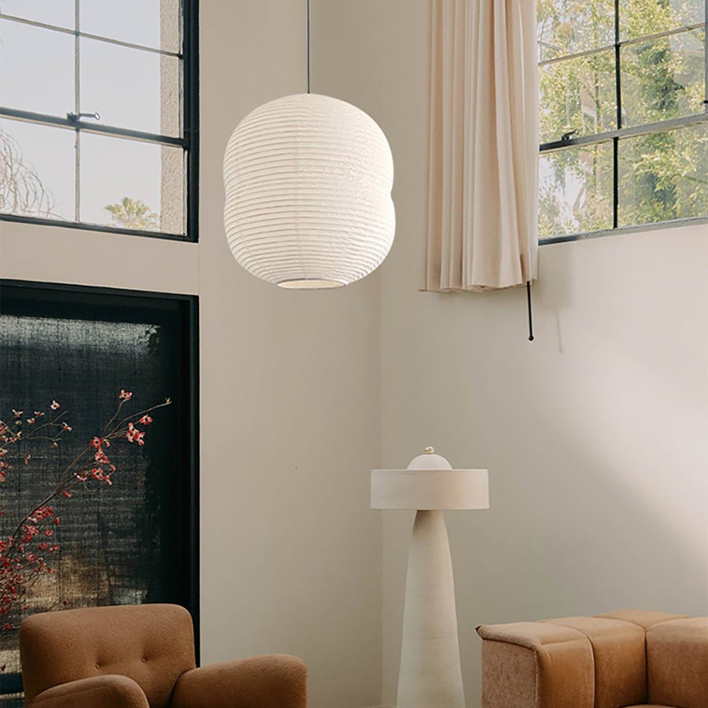 Olive Minimalist Rice Paper Pendant Light - Letslighting