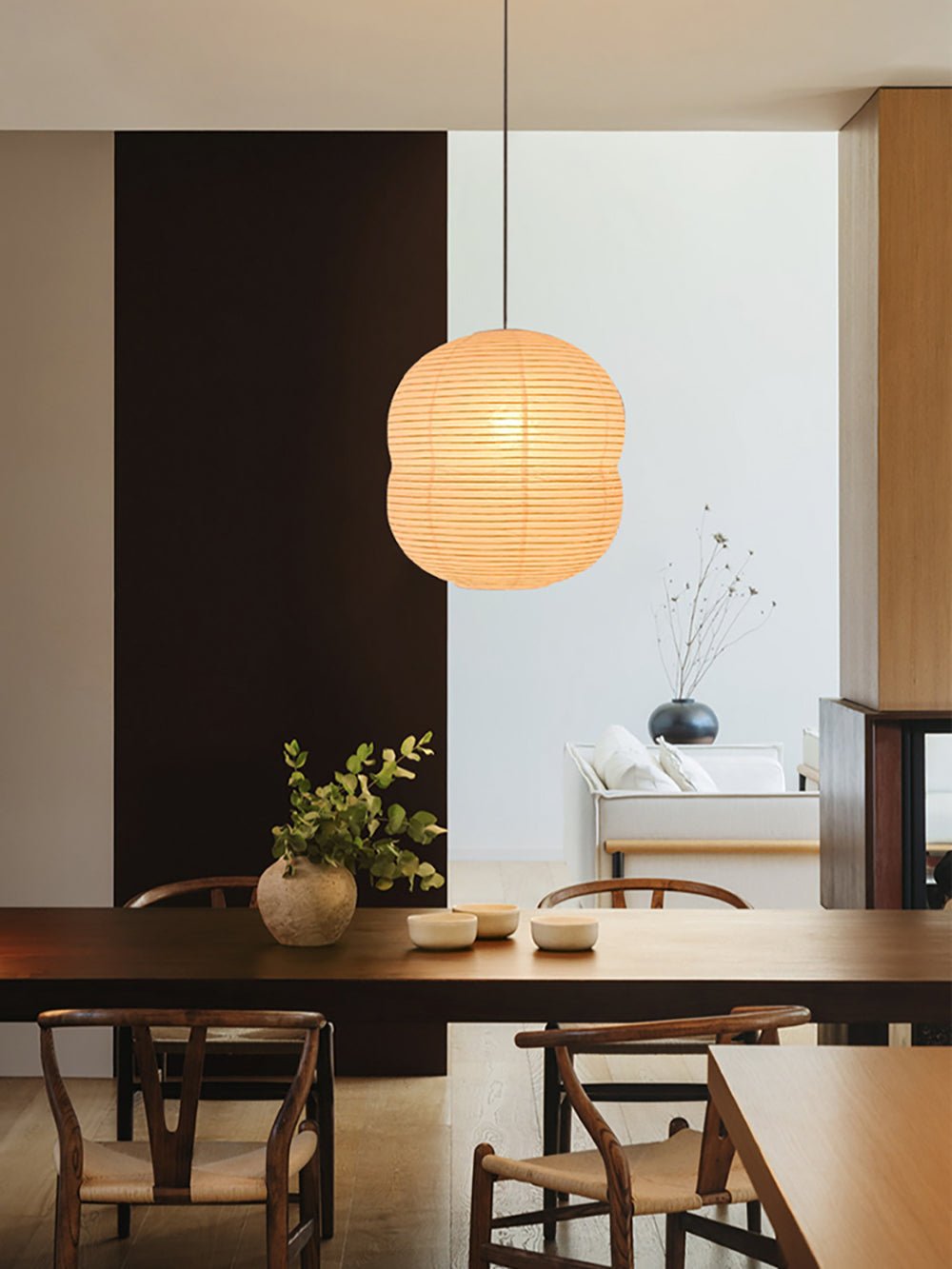 Olive Minimalist Rice Paper Pendant Light - Letslighting