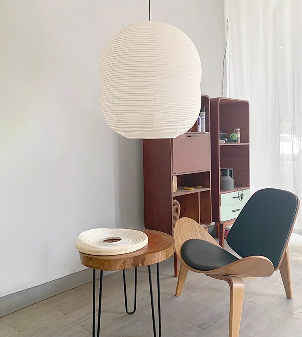Olive Minimalist Rice Paper Pendant Light - Letslighting