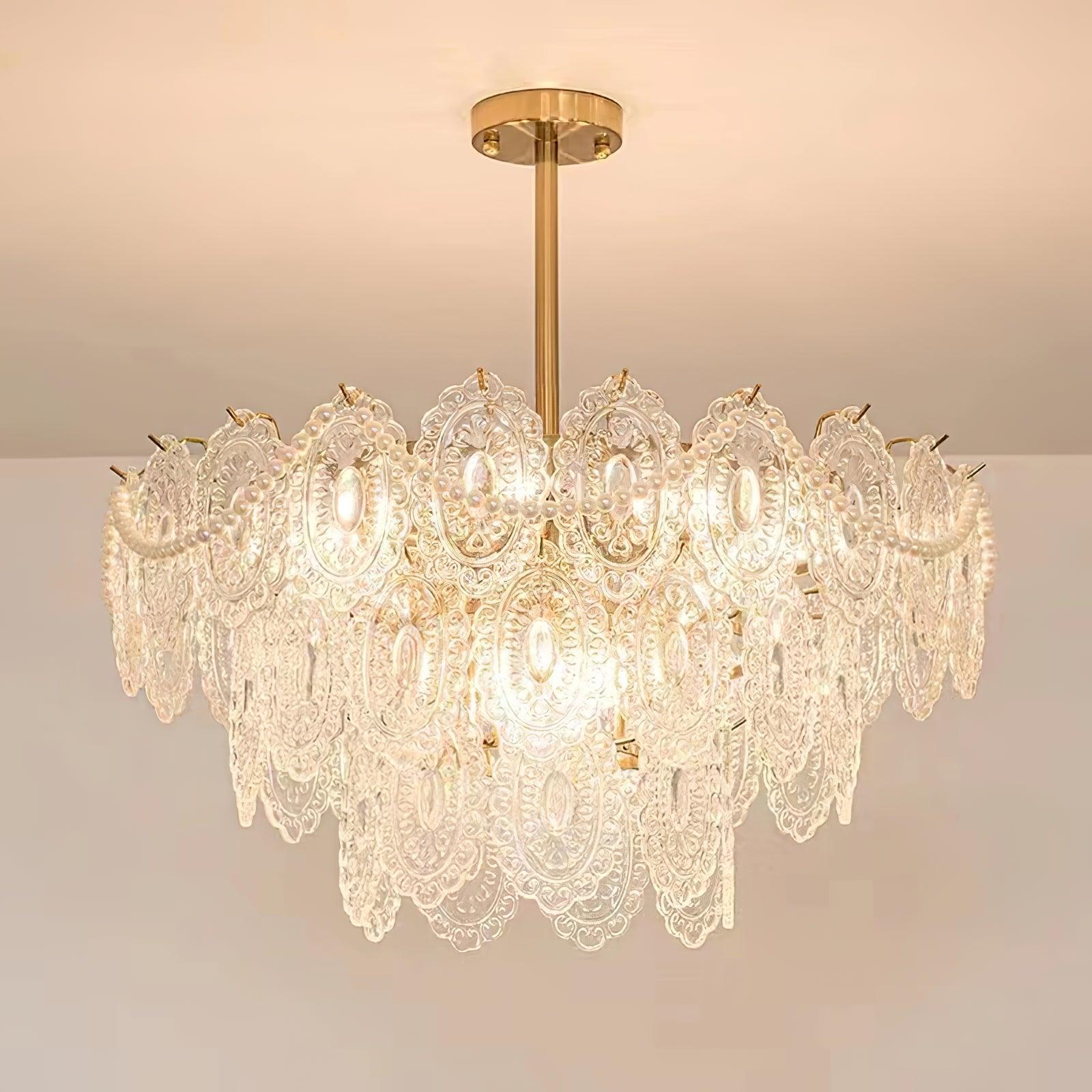 Lustra Chandelier Wave Pearl Gold Modern - Letslighting