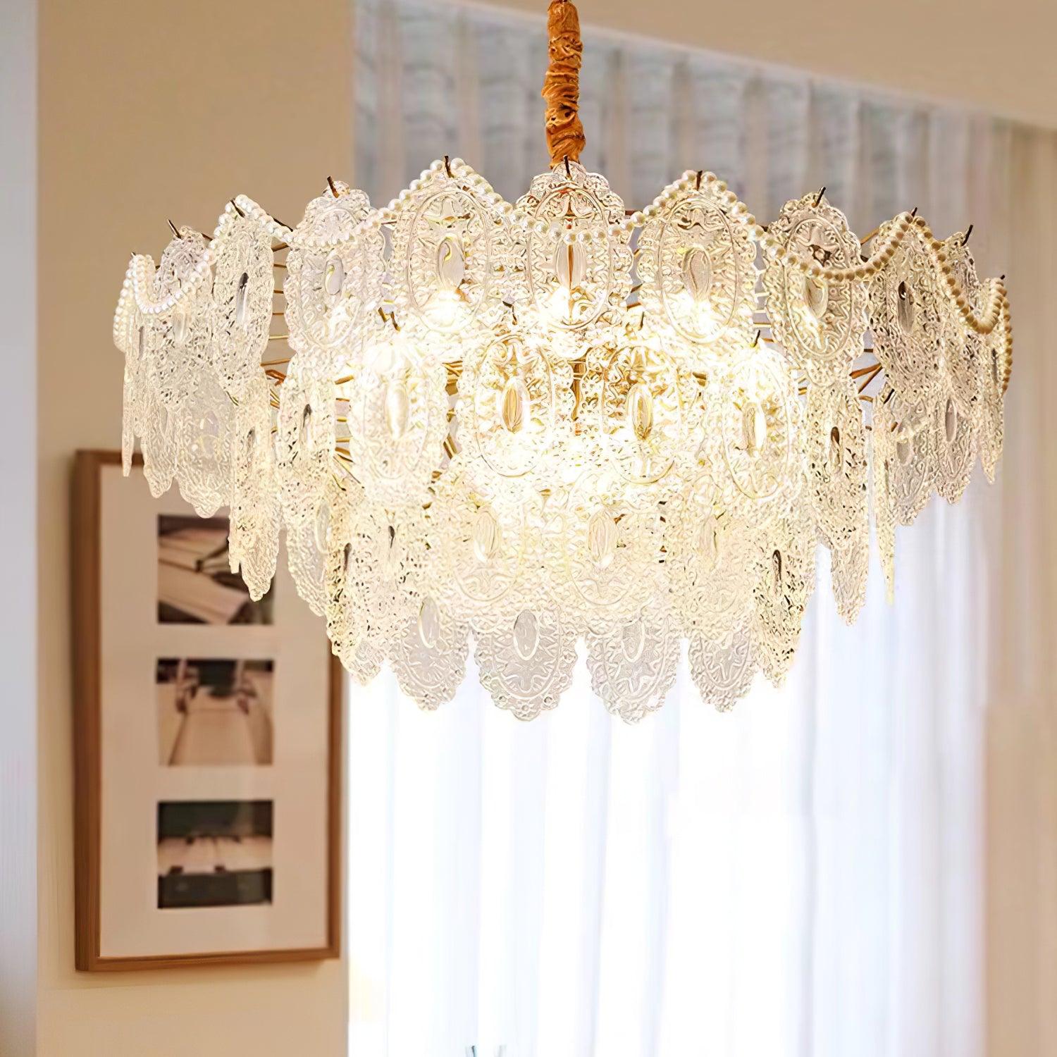 Lustra Chandelier Wave Pearl Gold Modern - Letslighting