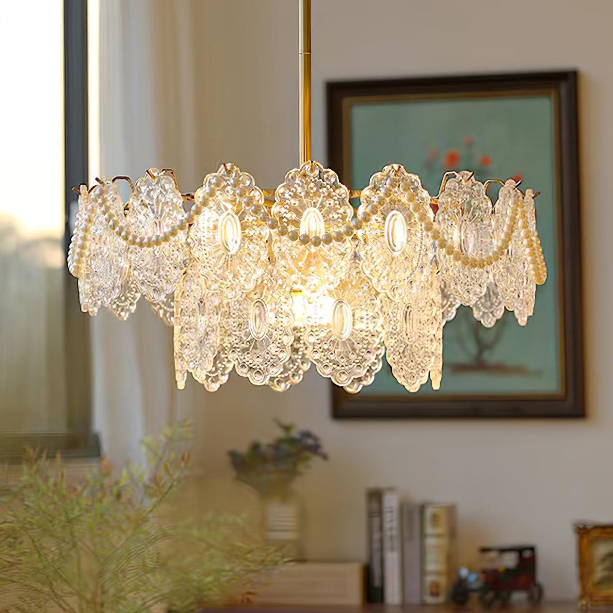 Lustra Chandelier Wave Pearl Gold Modern - Letslighting