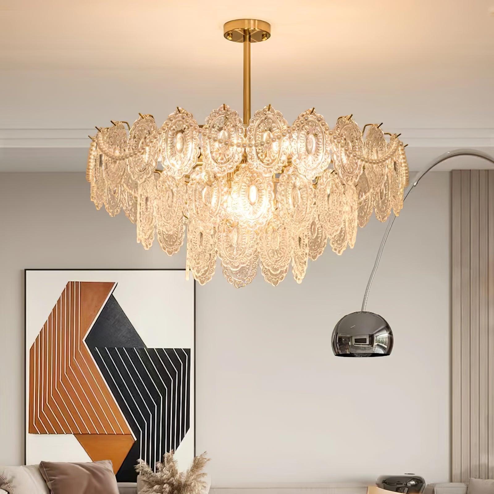 Lustra Chandelier Wave Pearl Gold Modern - Letslighting