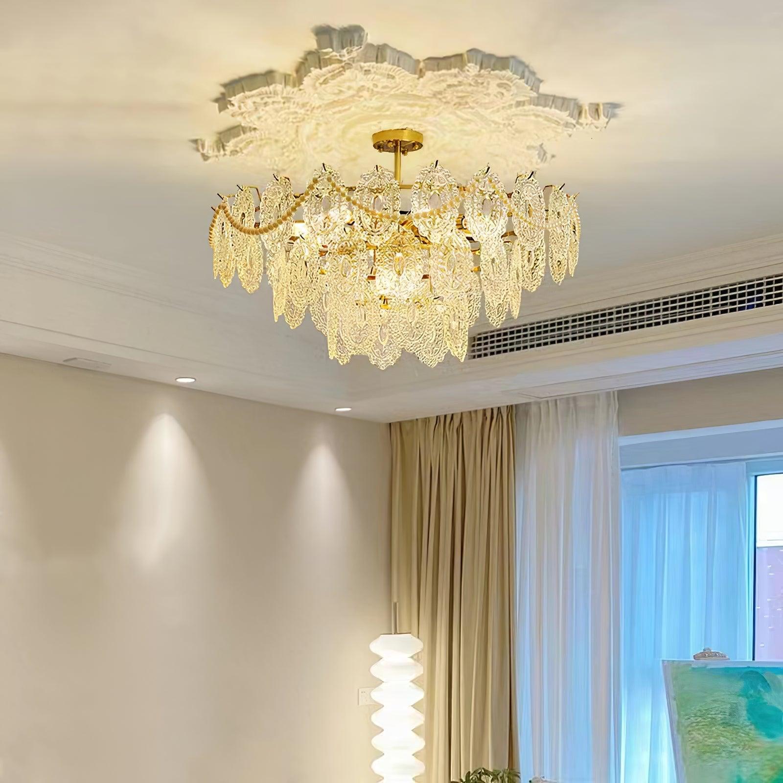 Lustra Chandelier Wave Pearl Gold Modern - Letslighting