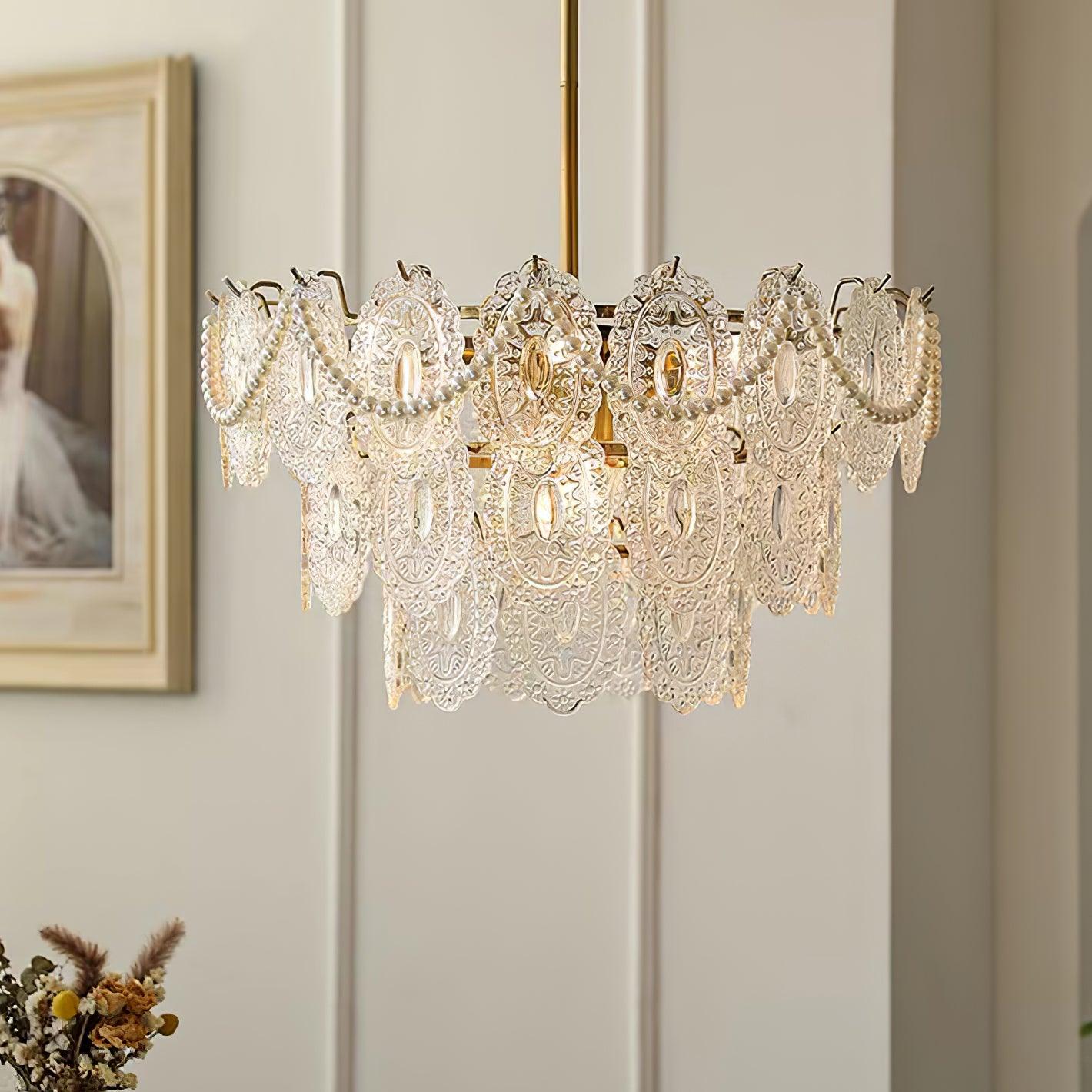 Lustra Chandelier Wave Pearl Gold Modern - Letslighting