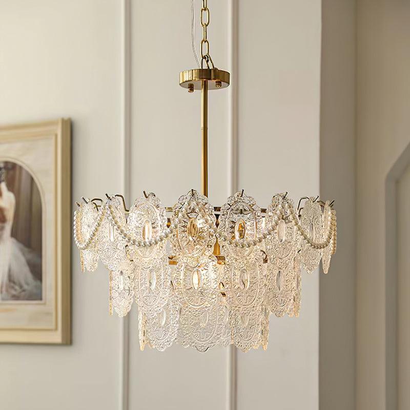 Lustra Chandelier Wave Pearl Gold Modern - Letslighting