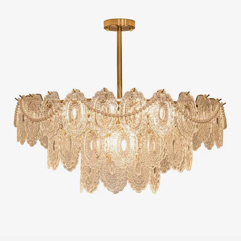 Lustra Chandelier Wave Pearl Gold Modern - Letslighting