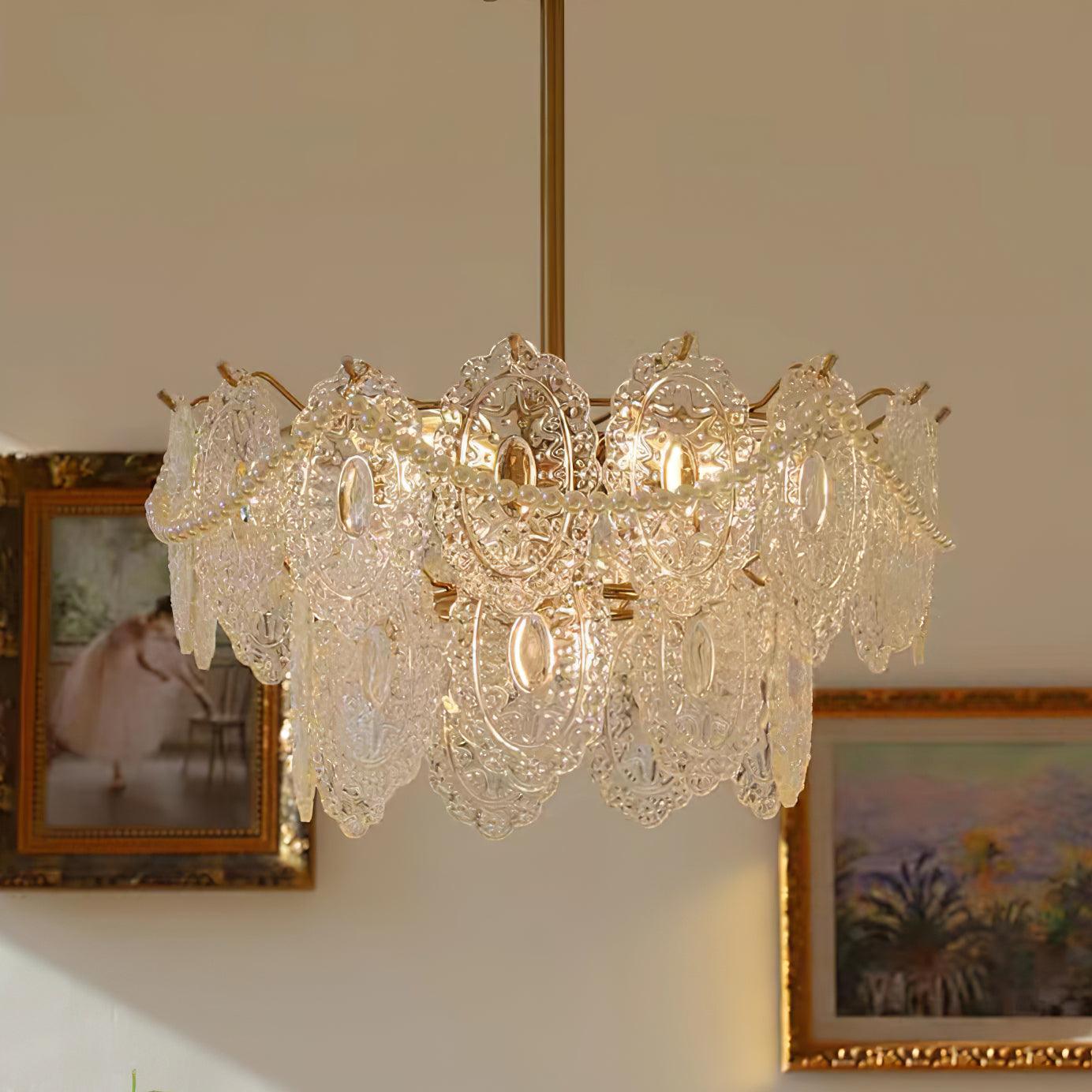 Lustra Chandelier Wave Pearl Gold Modern - Letslighting