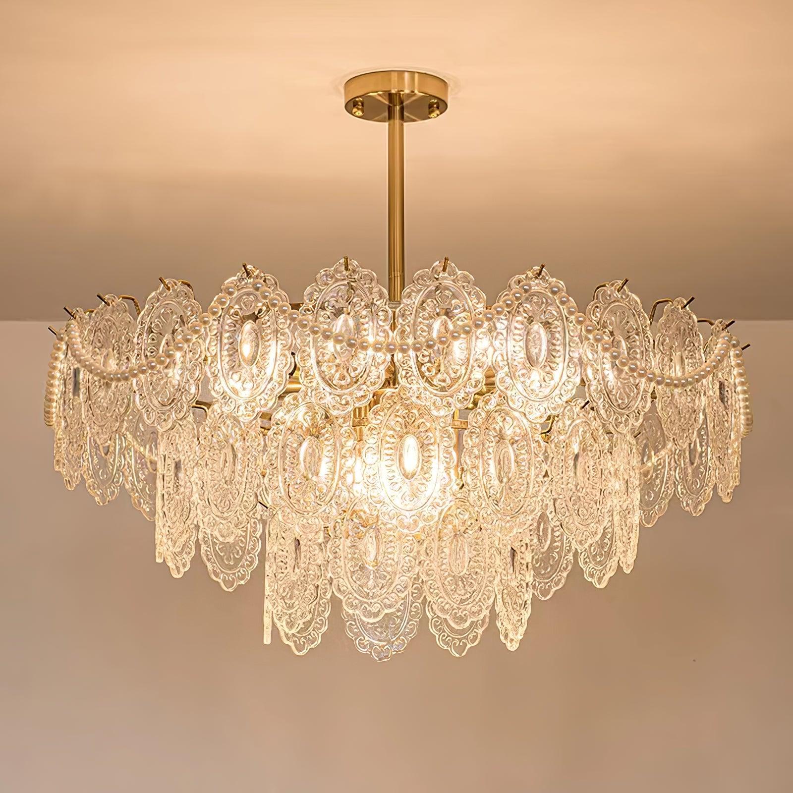 Lustra Chandelier Wave Pearl Gold Modern - Letslighting