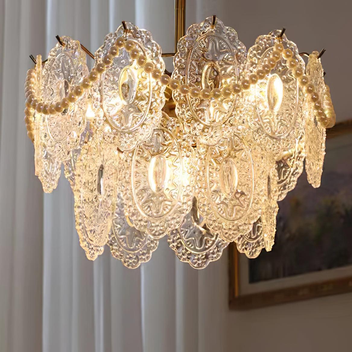 Lustra Chandelier Wave Pearl Gold Modern - Letslighting