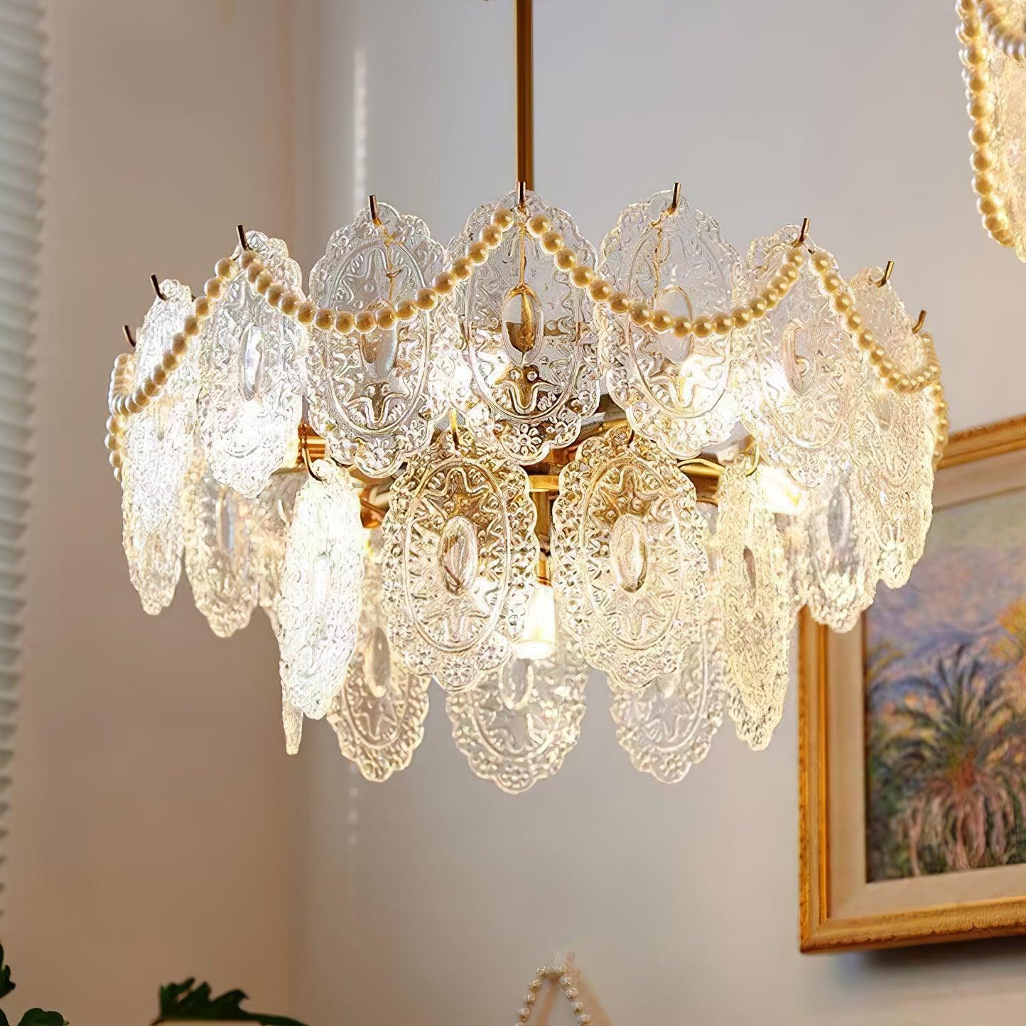 Lustra Chandelier Wave Pearl Gold Modern - Letslighting