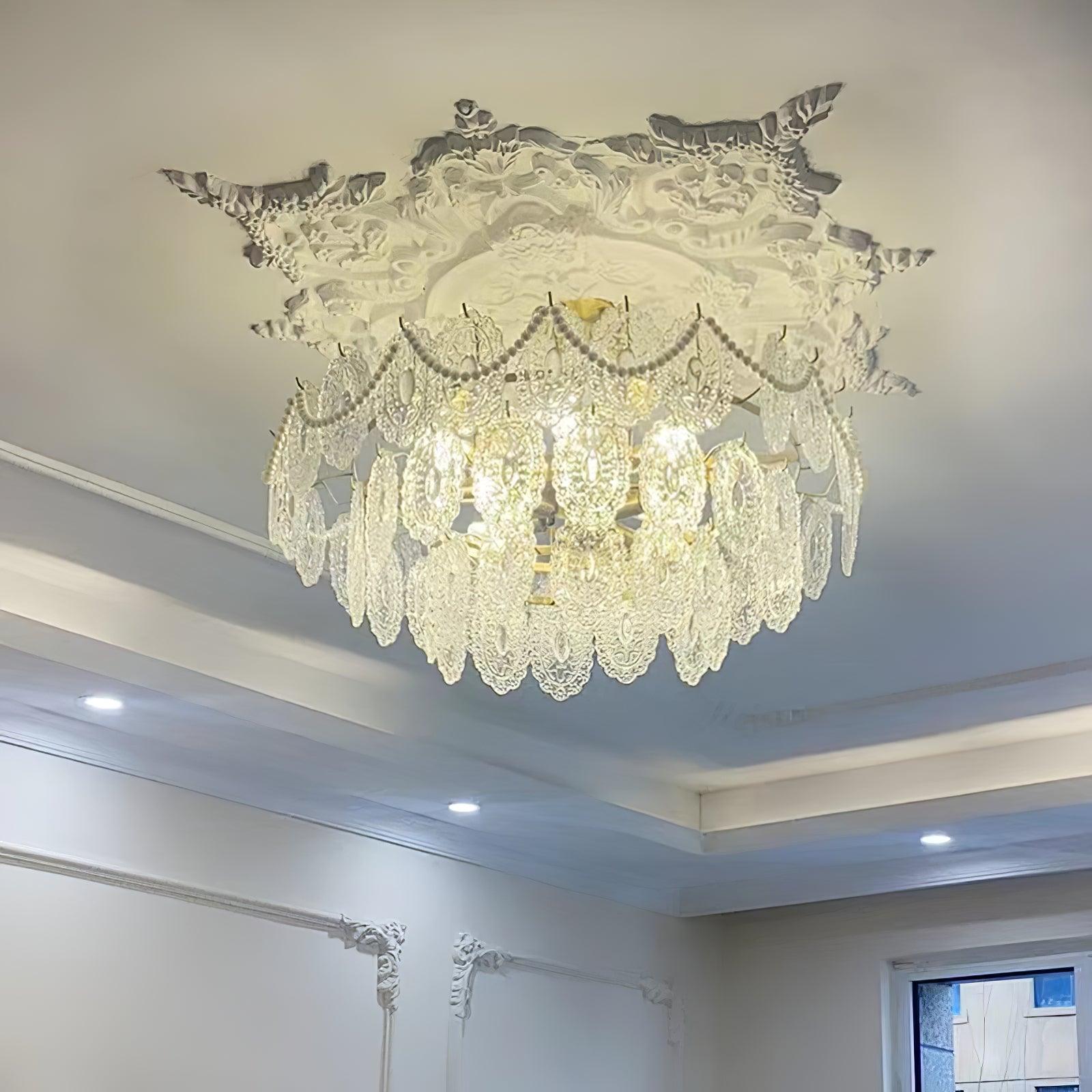 Lustra Chandelier Wave Pearl Gold Modern - Letslighting