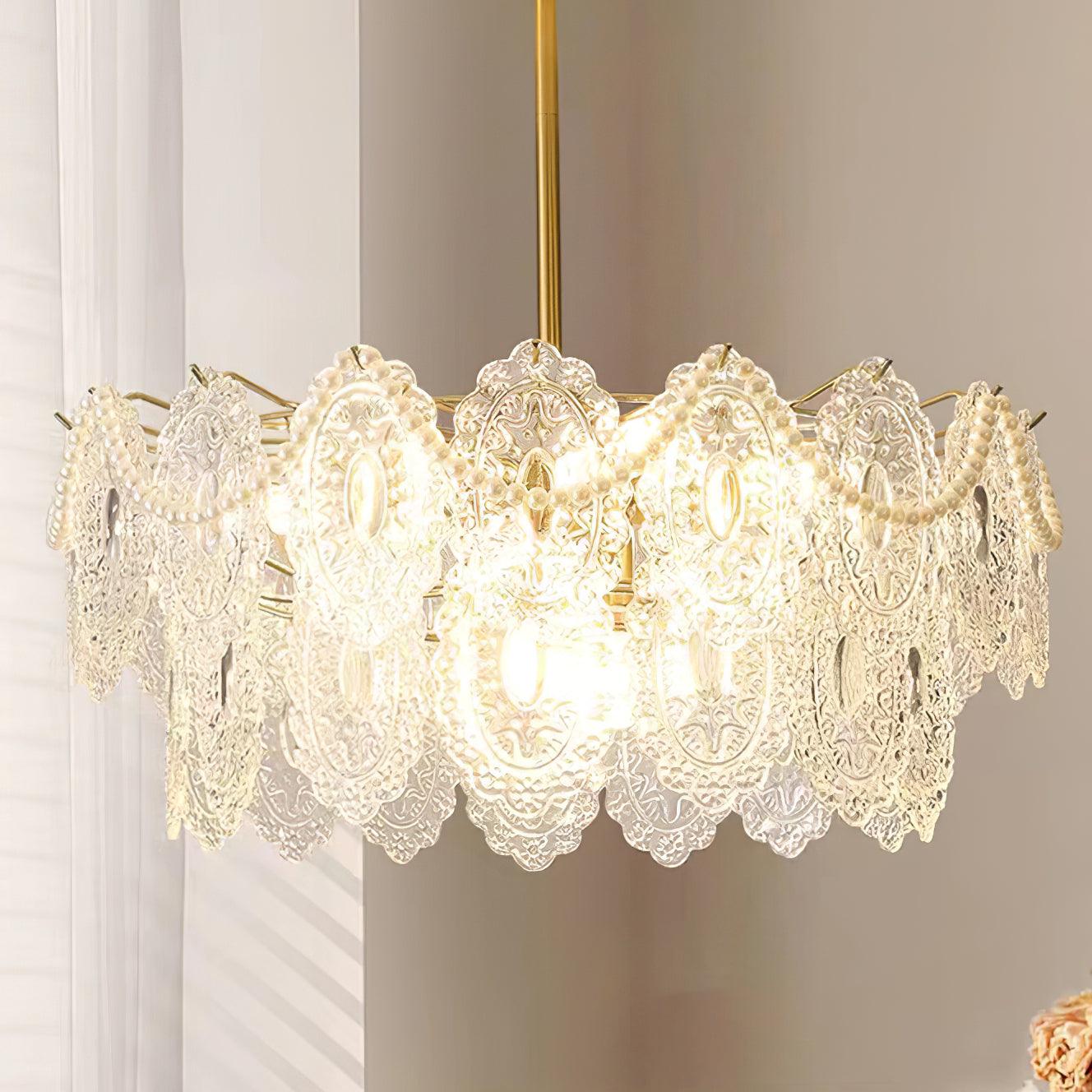 Lustra Chandelier Wave Pearl Gold Modern - Letslighting