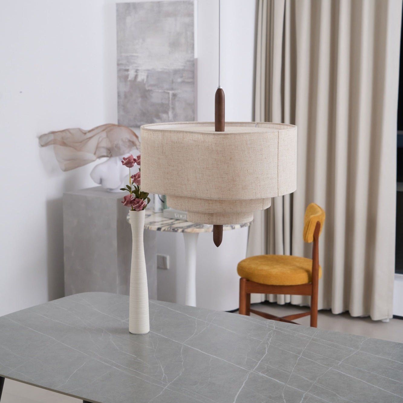 Eldorora Elegance Wave Ladder Wood Fabric Pendant Lamp - Letslighting