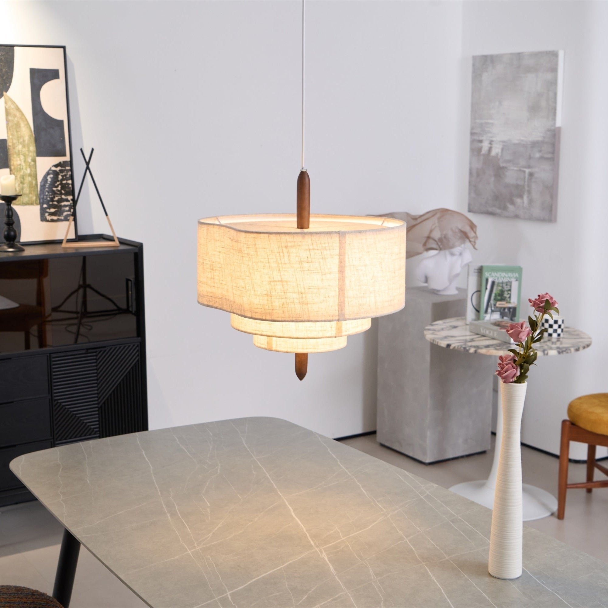 Eldorora Elegance Wave Ladder Wood Fabric Pendant Lamp - Letslighting