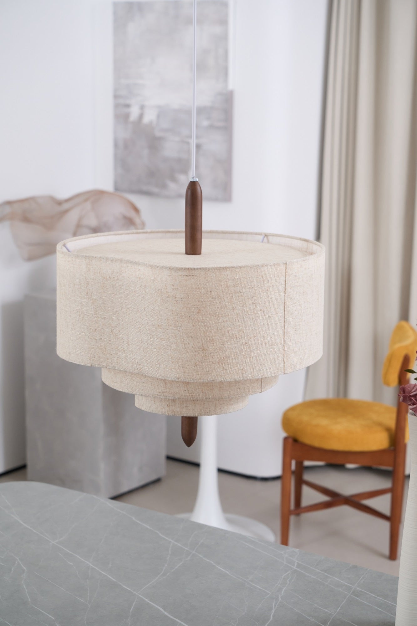 Eldorora Elegance Wave Ladder Wood Fabric Pendant Lamp - Letslighting