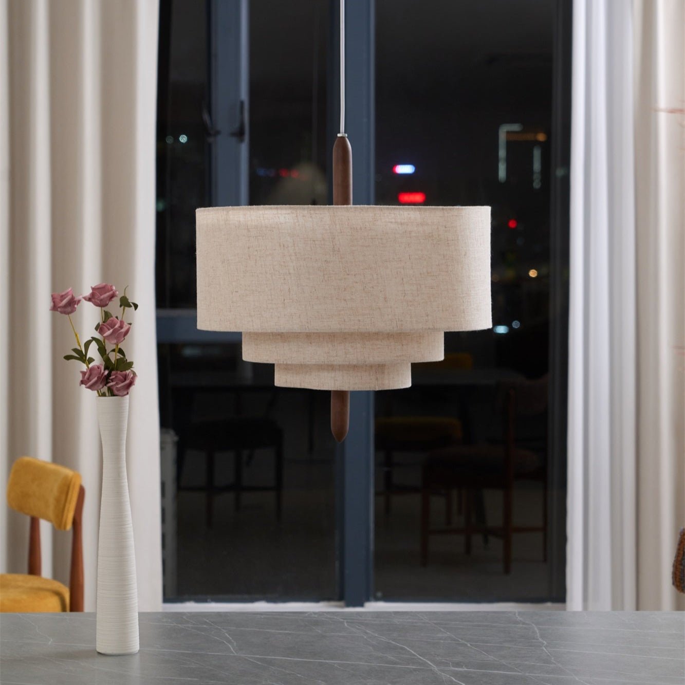 Eldorora Elegance Wave Ladder Wood Fabric Pendant Lamp - Letslighting