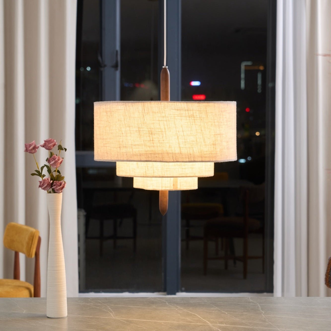 Eldorora Elegance Wave Ladder Wood Fabric Pendant Lamp - Letslighting