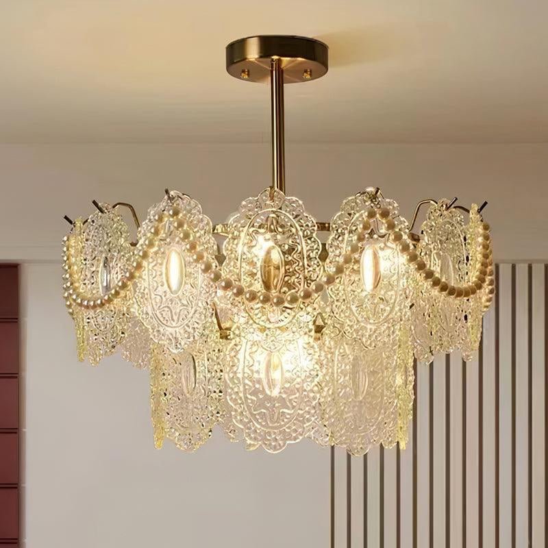 Lustra Chandelier Wave Pearl Gold Modern - Letslighting