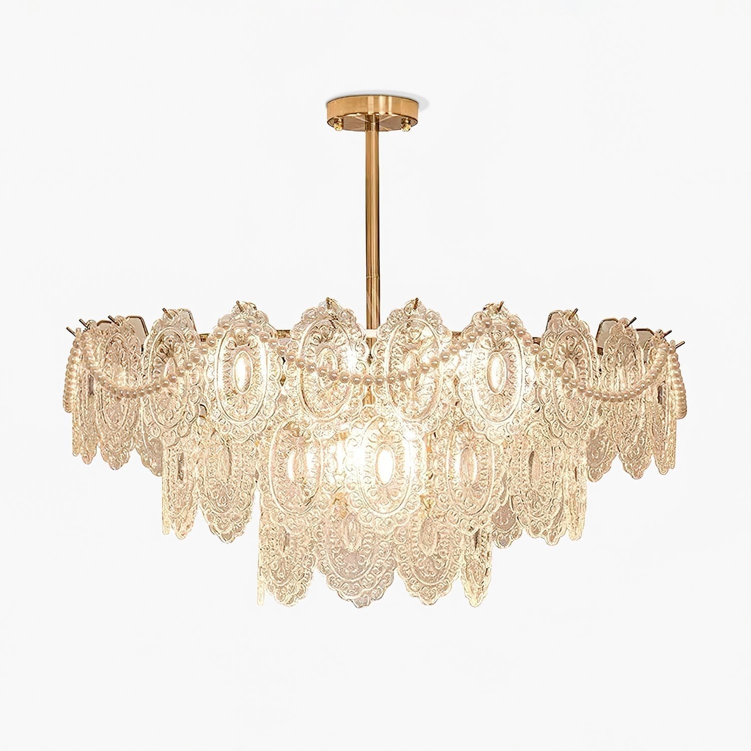Lustra Chandelier Wave Pearl Gold Modern - Letslighting