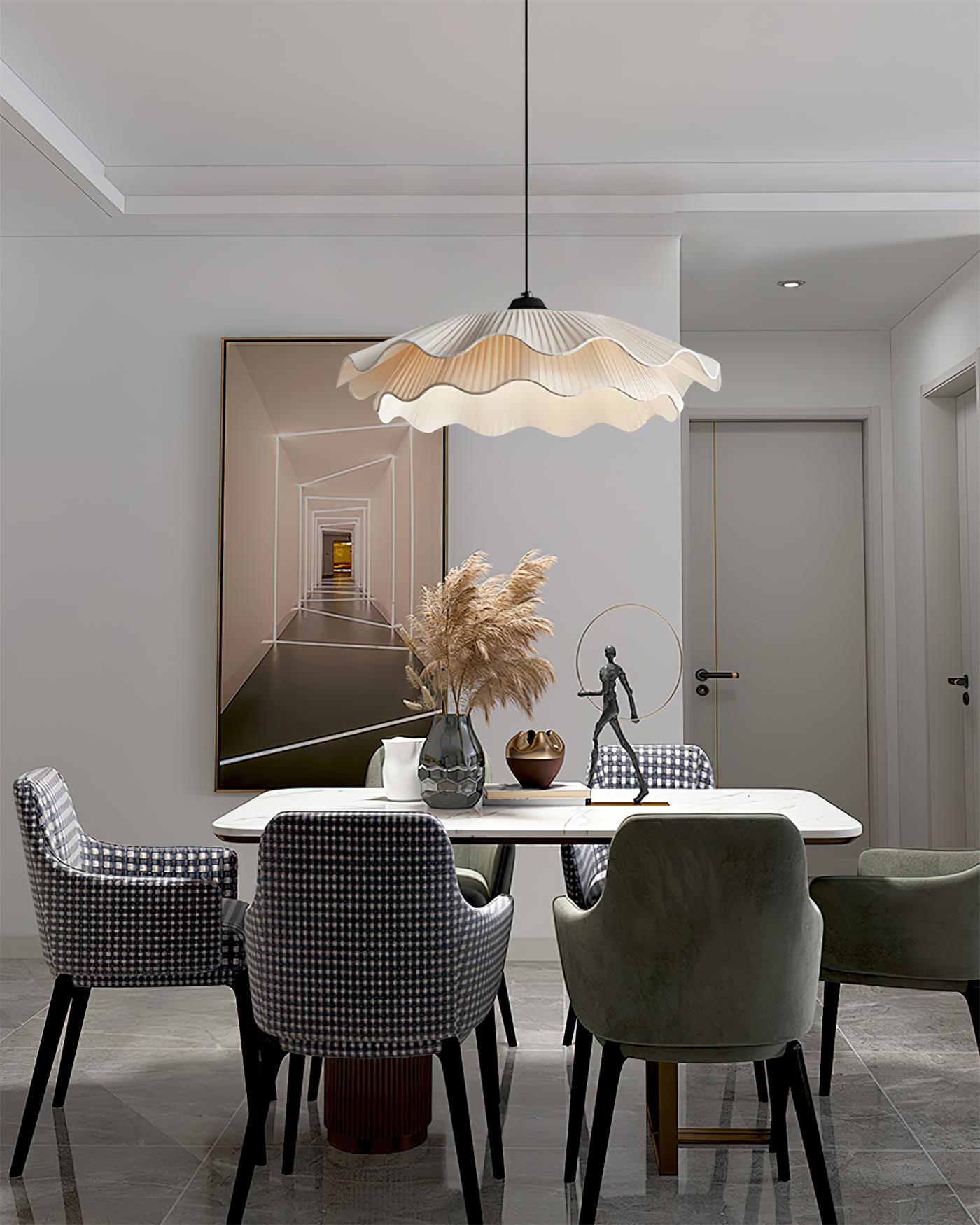 Calavie Wavy Pleated Pendant Light in Soft White - Letslighting