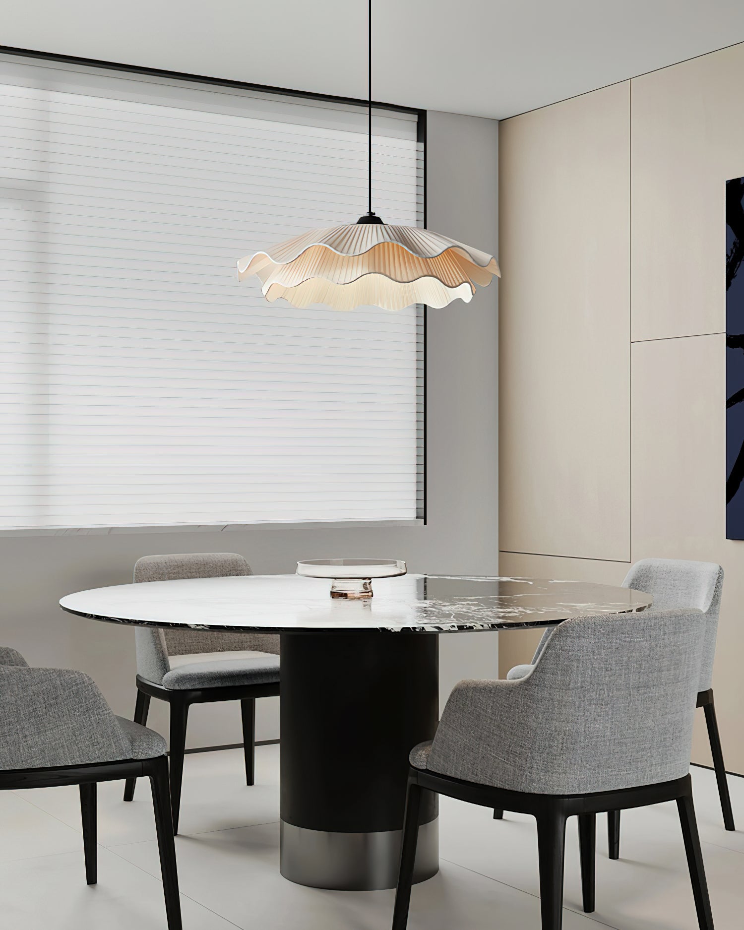Calavie Wavy Pleated Pendant Light in Soft White - Letslighting