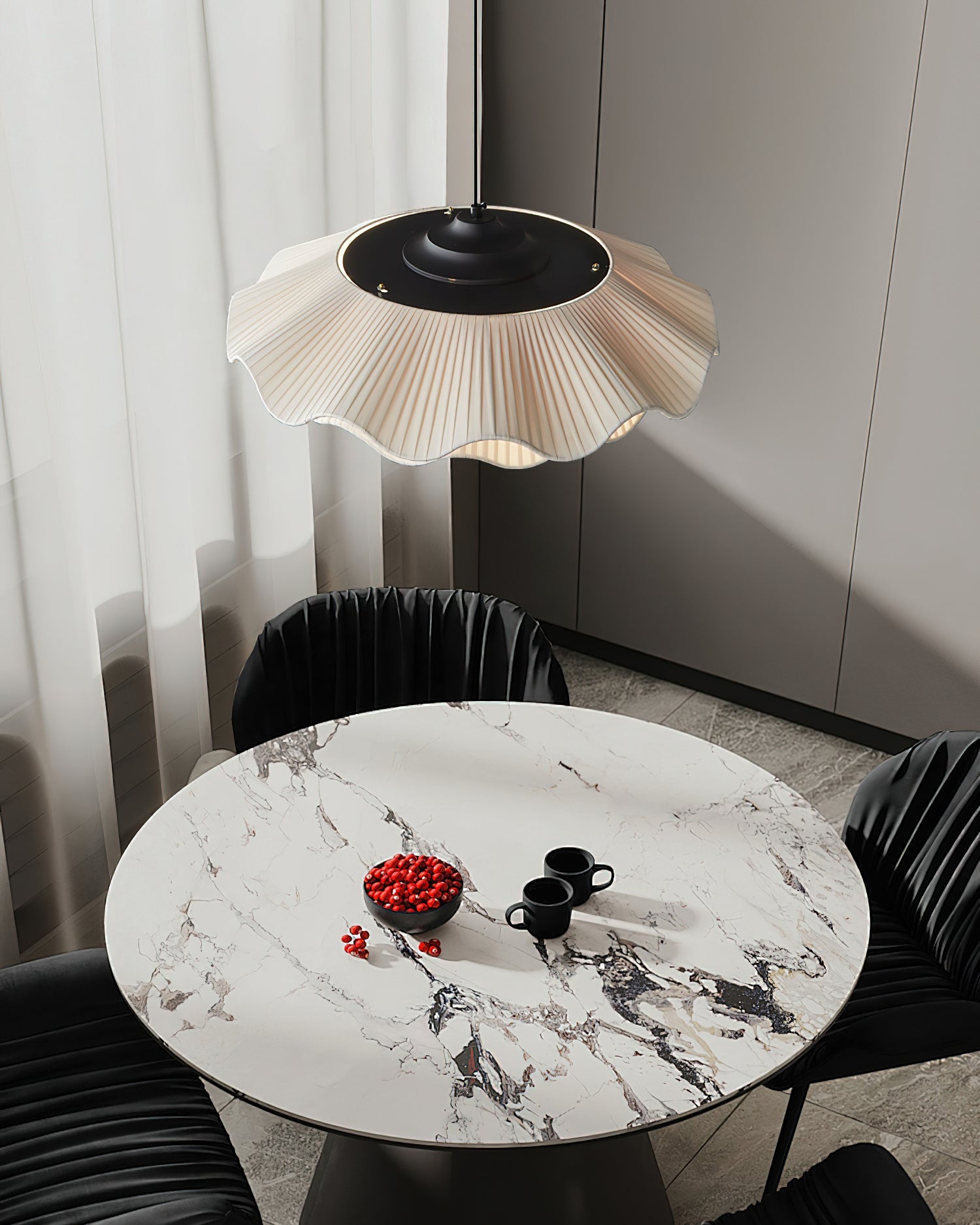 Calavie Wavy Pleated Pendant Light in Soft White - Letslighting