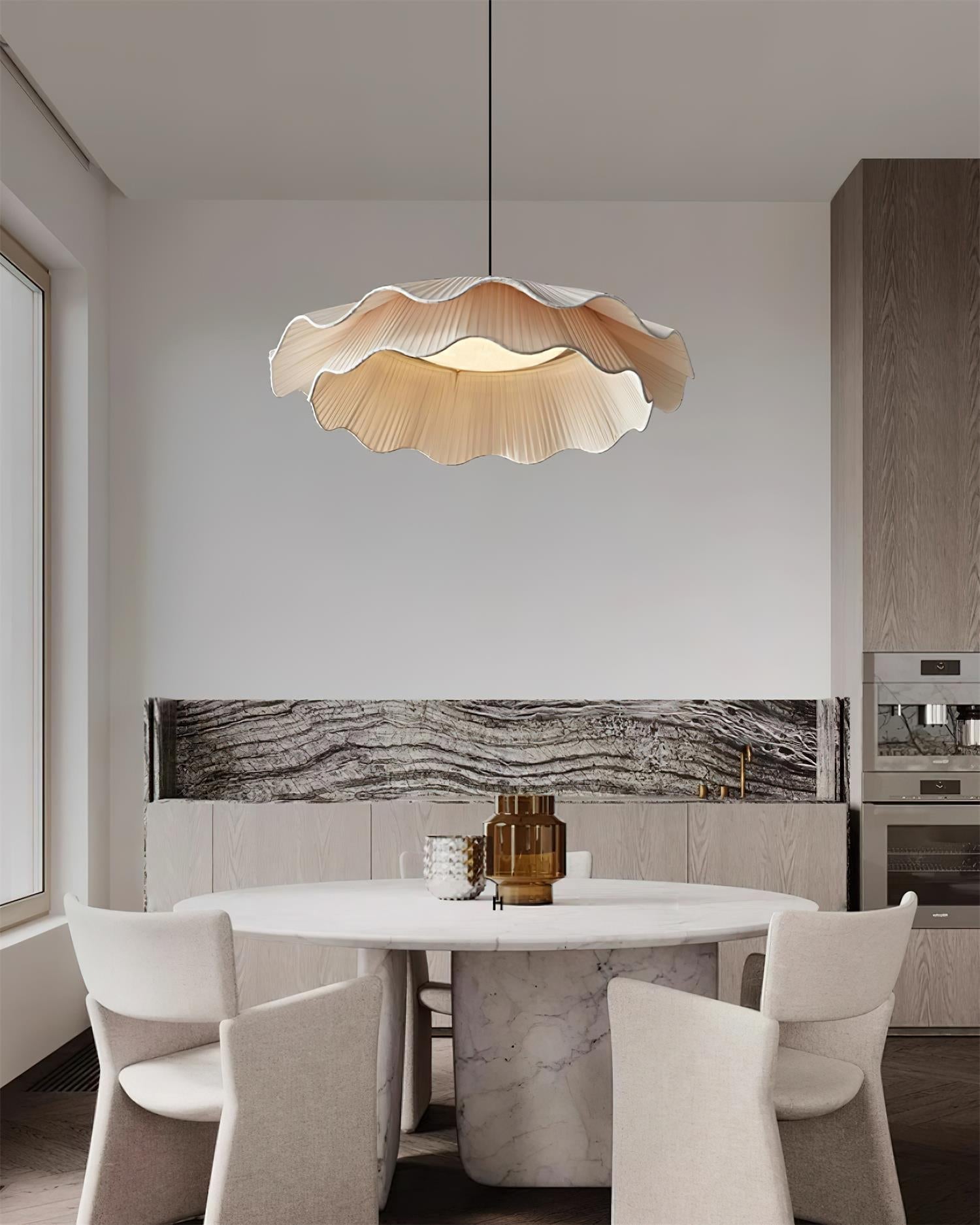 Calavie Wavy Pleated Pendant Light in Soft White - Letslighting