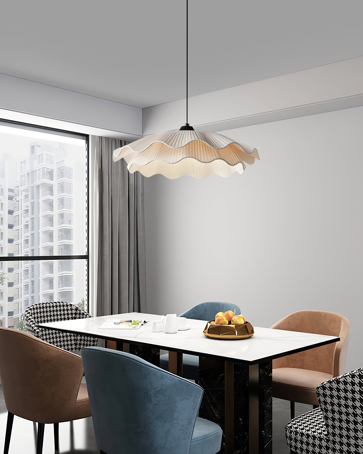 Calavie Wavy Pleated Pendant Light in Soft White - Letslighting