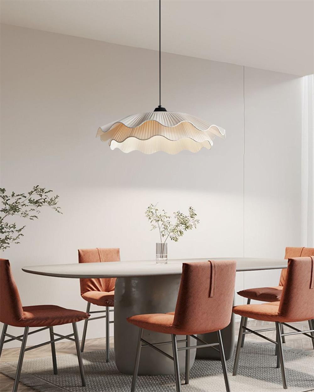 Calavie Wavy Pleated Pendant Light in Soft White - Letslighting