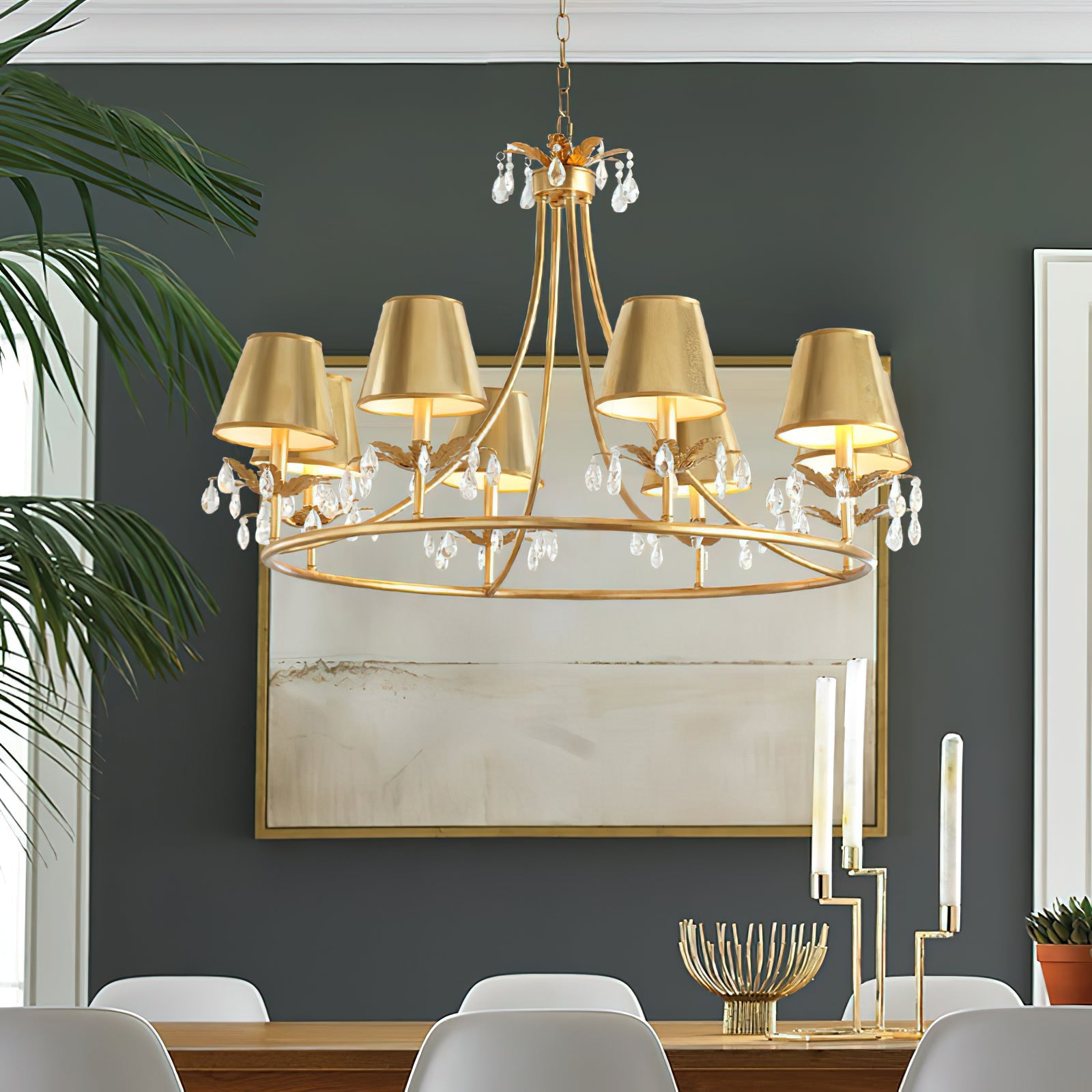 Ivsilan Vintage Industrial Brass Crystal Chandelier - Letslighting