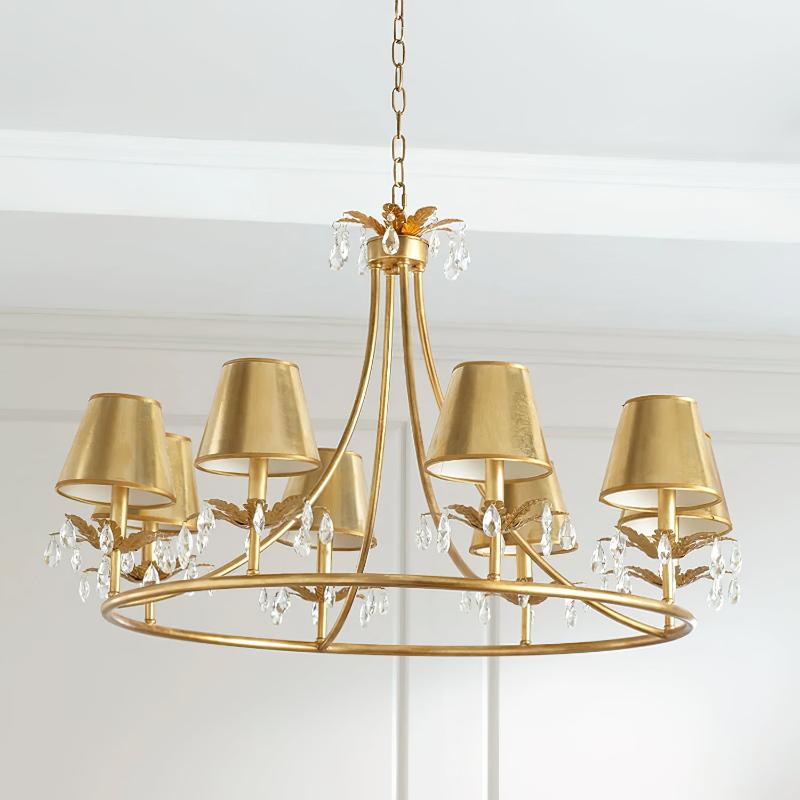Ivsilan Vintage Industrial Brass Crystal Chandelier - Letslighting