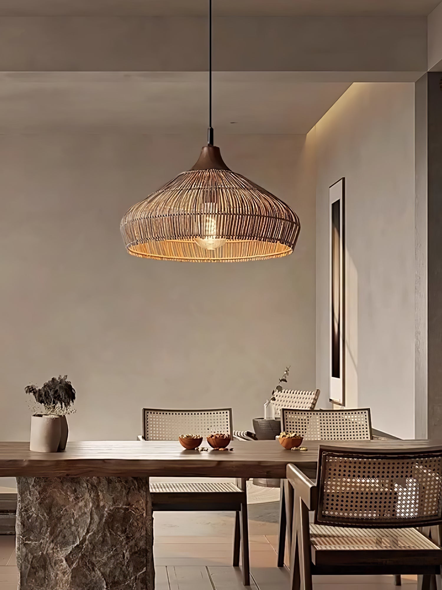 Lythean Elegance Art Rattan Wood Pendant Light - Letslighting