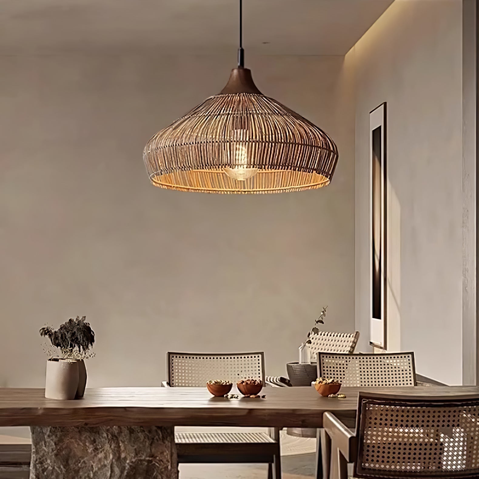 Lythean Elegance Art Rattan Wood Pendant Light - Letslighting
