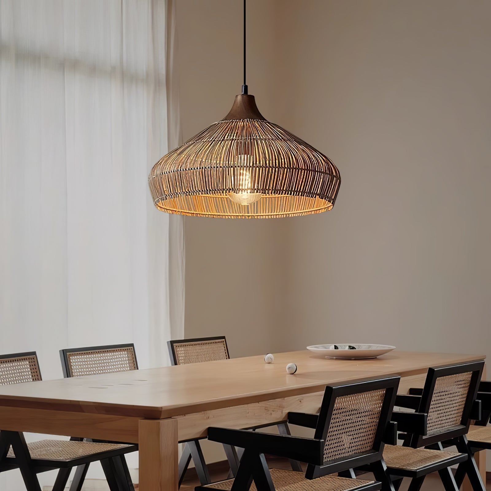 Lythean Elegance Art Rattan Wood Pendant Light - Letslighting