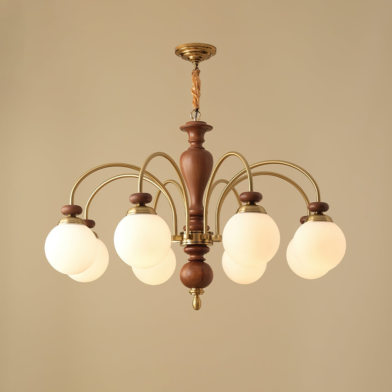 Solara Chandelier Classic Wooden Brass - Letslighting