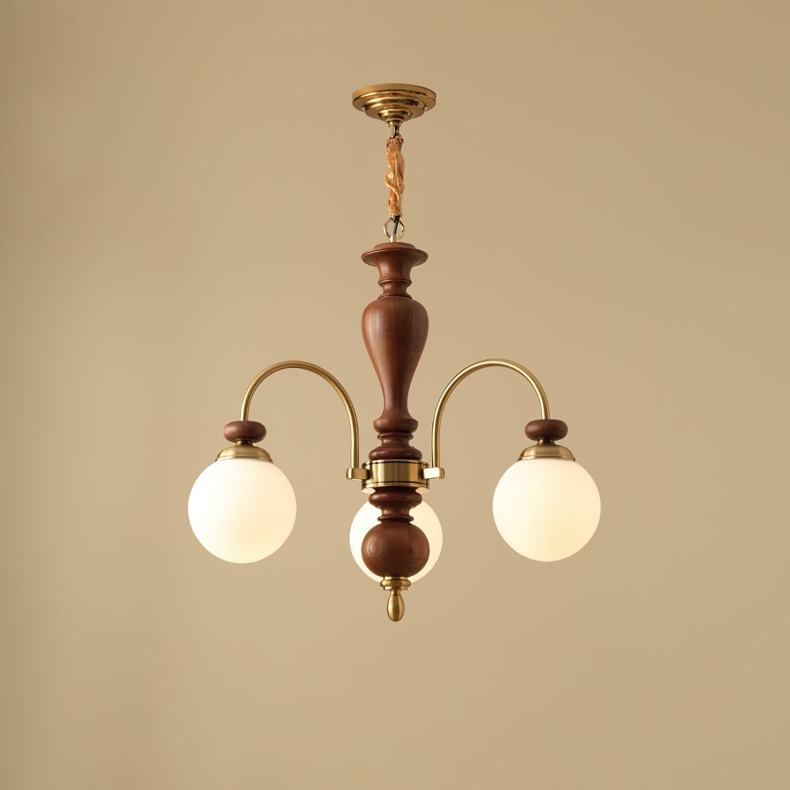 Solara Chandelier Classic Wooden Brass - Letslighting
