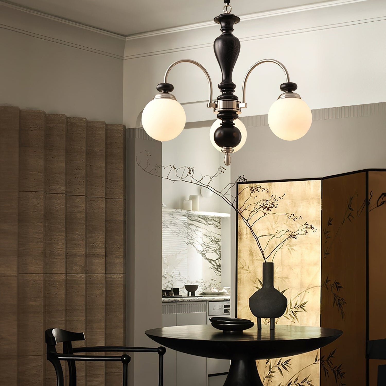 Solara Chandelier Classic Wooden Brass - Letslighting