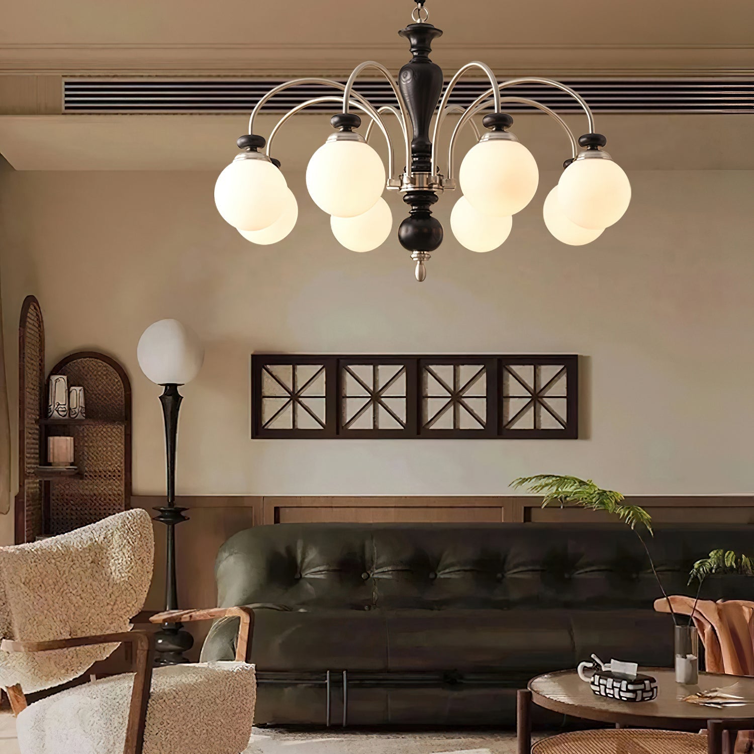 Solara Chandelier Classic Wooden Brass - Letslighting