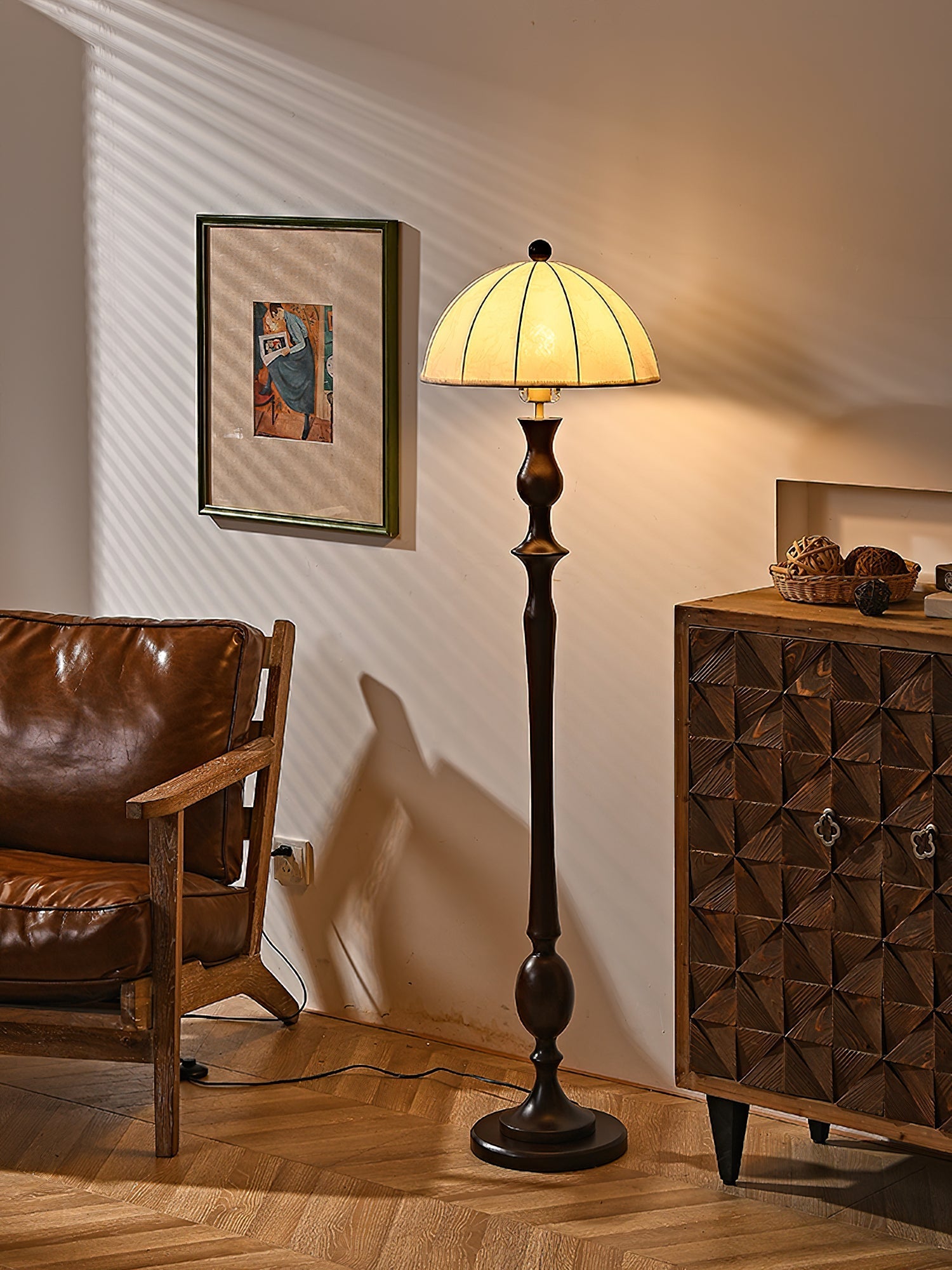 Orla Vintage Wood Floor Lamp - Letslighting