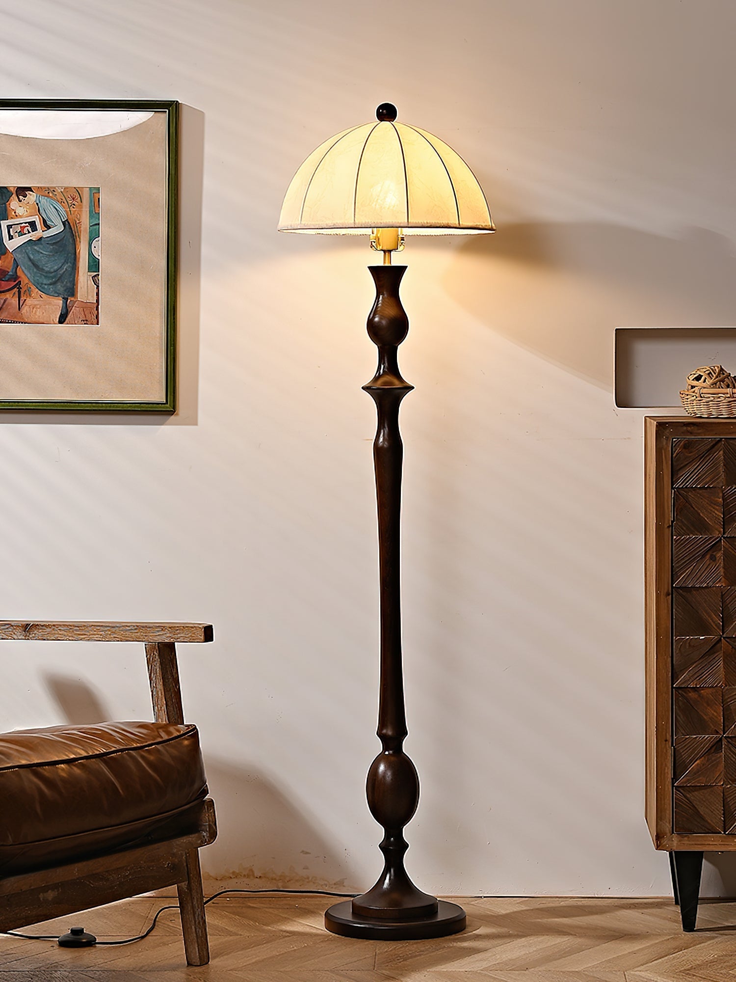 Orla Vintage Wood Floor Lamp - Letslighting