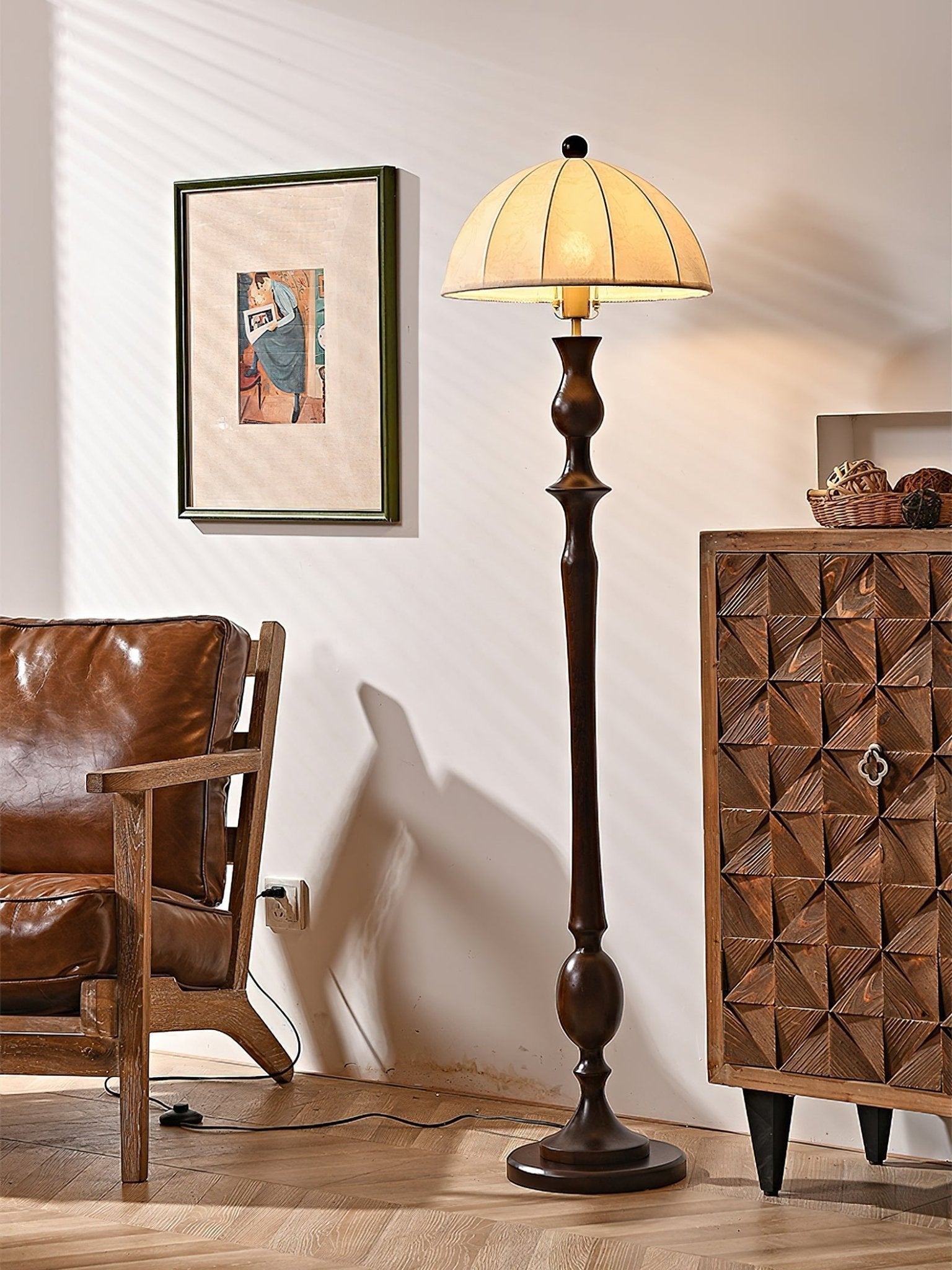 Orla Vintage Wood Floor Lamp - Letslighting