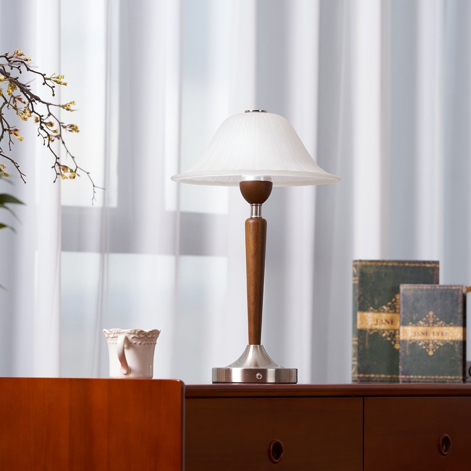 Natalie Vintage Wood Table Lamp - Letslighting