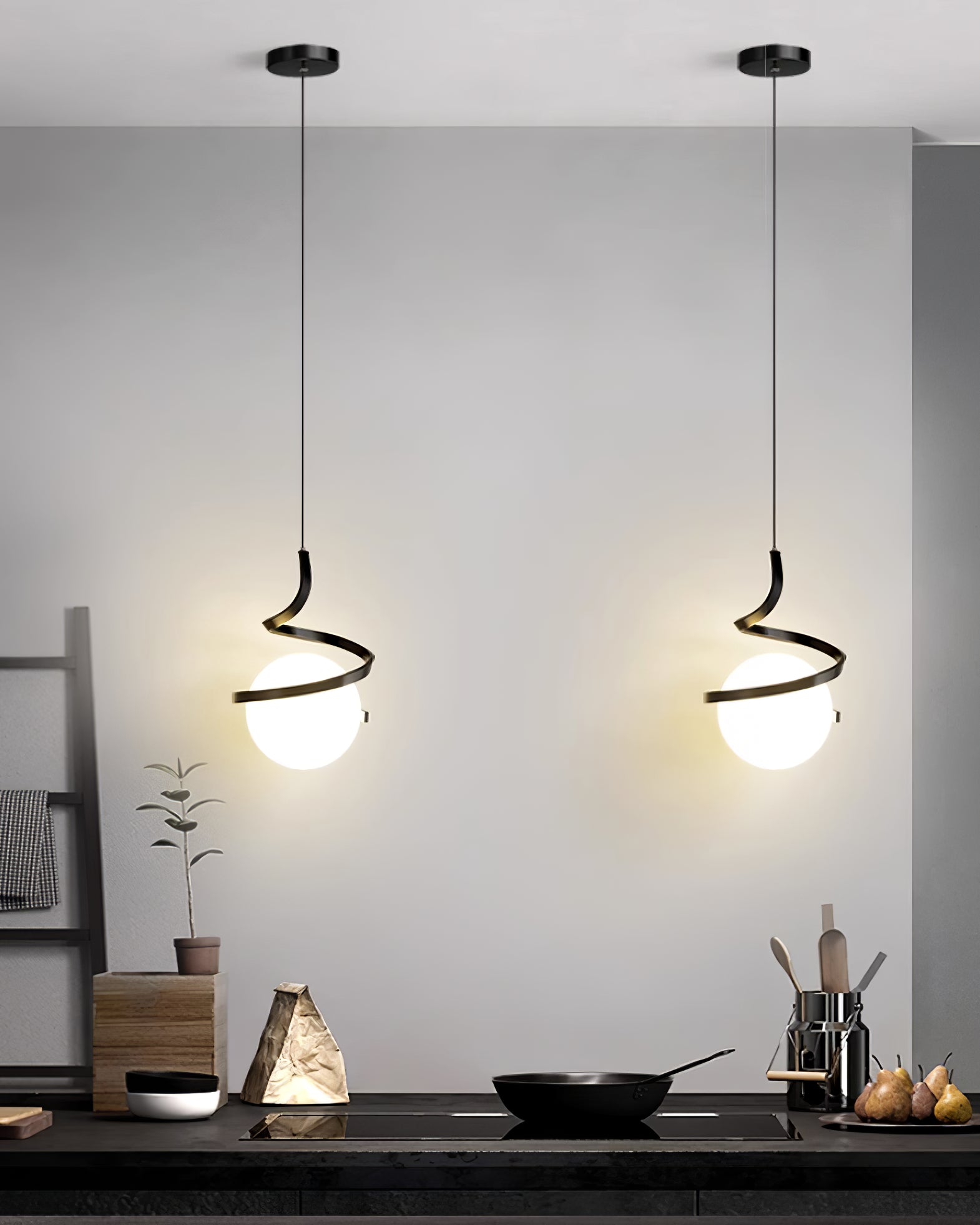 Wire Pendant Lamp Glass Spiral - Letslighting