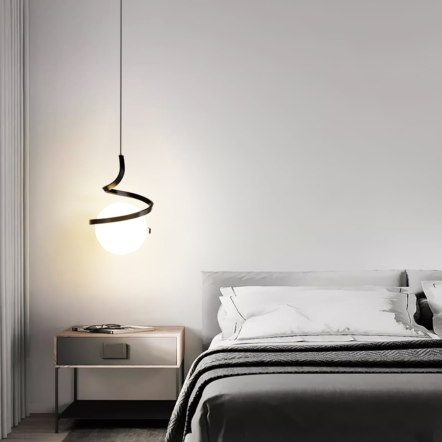 Wire Pendant Lamp Glass Spiral - Letslighting