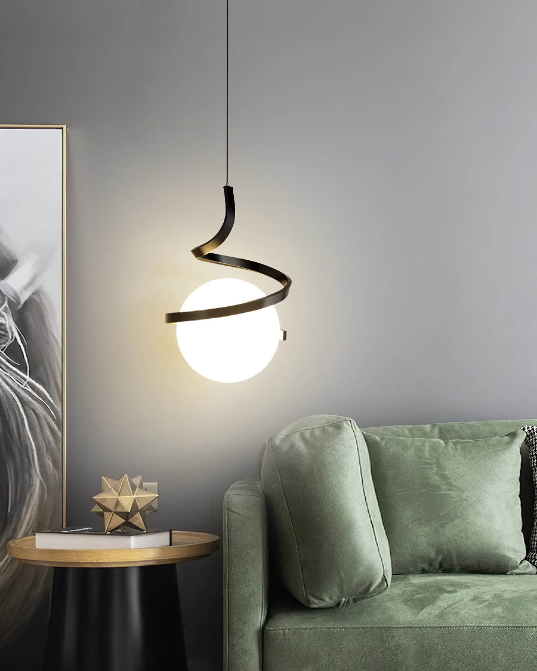 Wire Pendant Lamp Glass Spiral - Letslighting