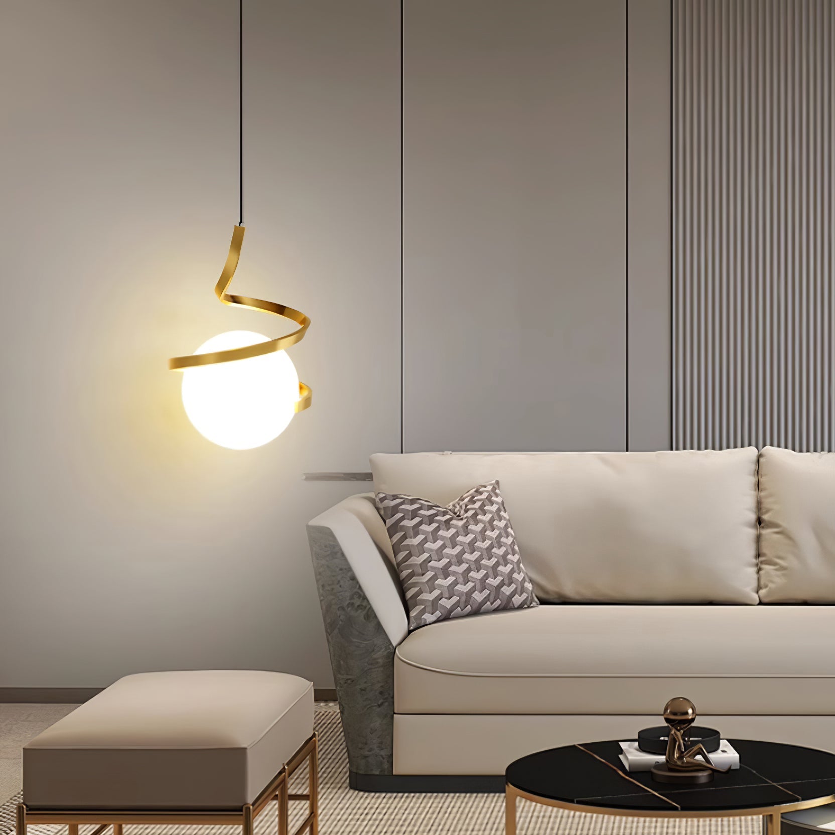 Wire Pendant Lamp Glass Spiral - Letslighting